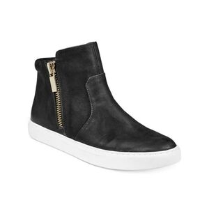 Kenneth Cole New York Kiera Black Leather Suede High Top Sneaker Ankle Booties